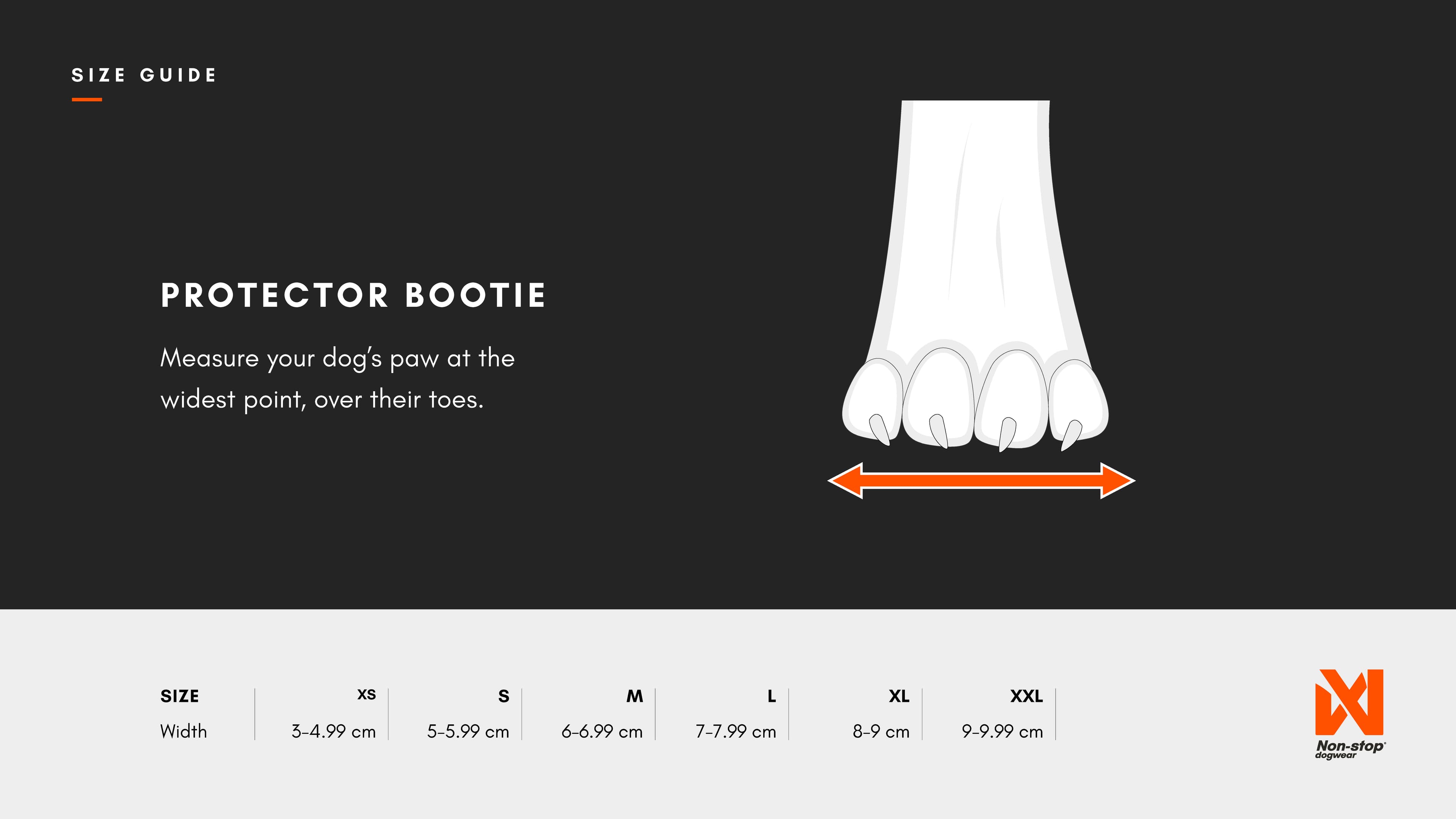 Protector bootie sizing guide