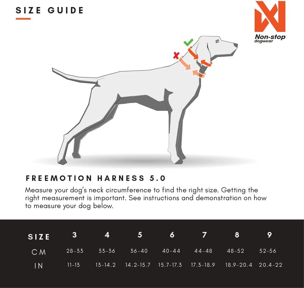 Freemotion harness WD sizing guide