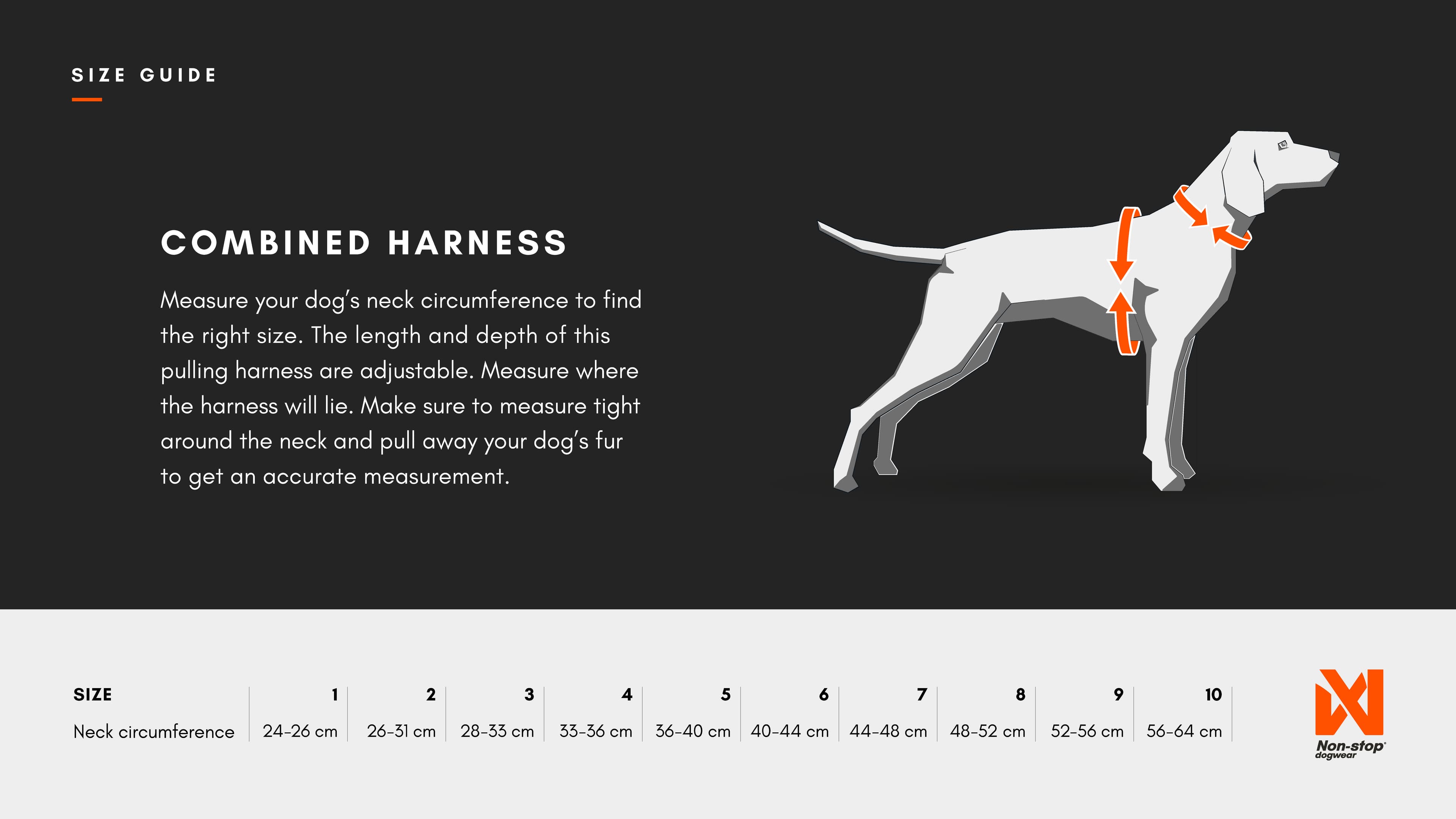 Combined harness sizing guide